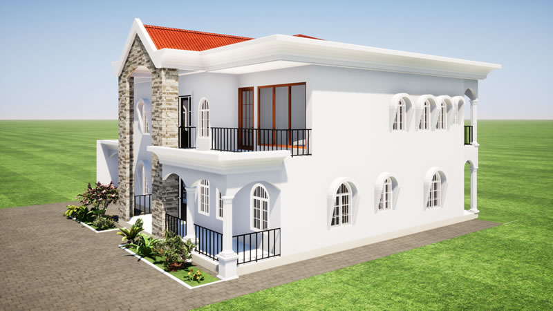 Plan duplex moderne de 5 chambres avec garage intégré – Image 3