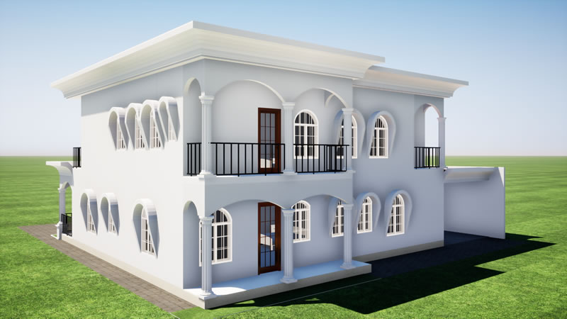 Plan duplex moderne de 5 chambres avec garage intégré – Image 4