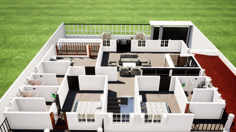 Plan duplex moderne de 5 chambres avec garage intégré – Image 7