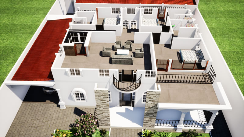 Plan duplex moderne de 5 chambres avec garage intégré – Image 8