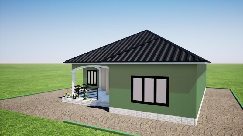 Plan de villa plain-pied de 3 chambres modernes avec bureau – Image 6