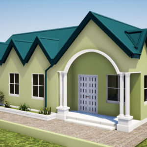 Plan de villa plain-pied de 3 chambres modernes avec 2 douches externes