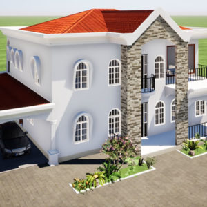 plan duplex moderne de 5 chambres avec garage et mini bar