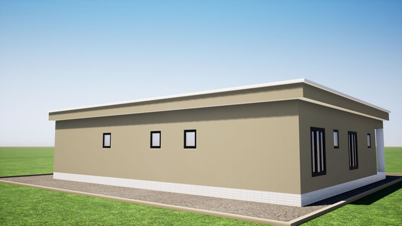 Plan de maison en L de 3 chambres modernes avec bureau – Image 7