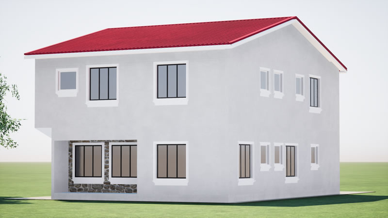 Plan de maison R+1 moderne de 5 chambres et 2 salons – Image 7