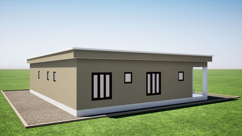 Plan de maison en L de 3 chambres modernes avec bureau – Image 9